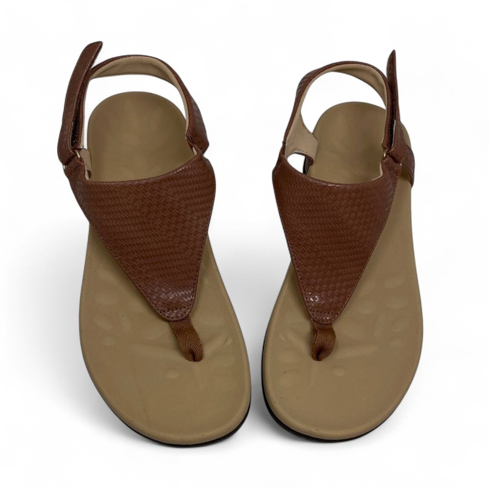 Coastal Woven Faux Leather Slingback Sandals Women's 7.5/8 Minimalist Boho Brown